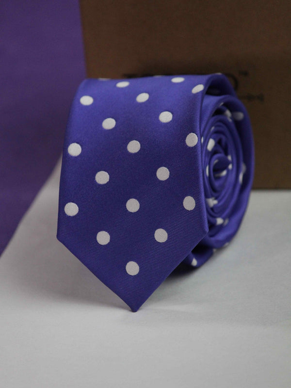 Purple Polka Dots Skinny Necktie - TOSSIDO