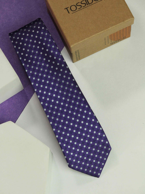 Purple Polka Skinny Necktie - TOSSIDO