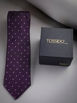 Purple Polka Woven Long Necktie - TOSSIDO