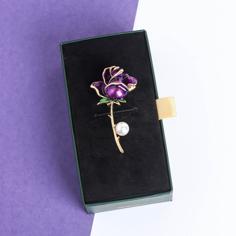 Purple Rose Brooch - TOSSIDO