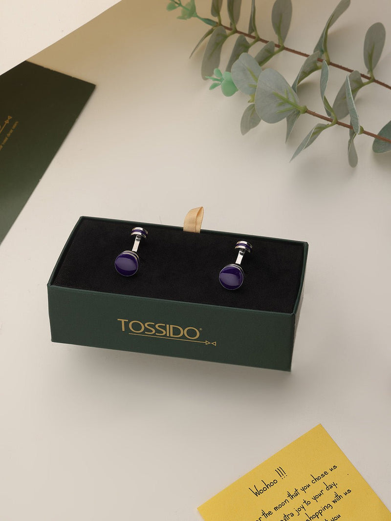 Purple Solid Cufflinks - TOSSIDO