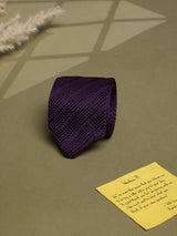 Purple Solid Silk Knitted Necktie - TOSSIDO