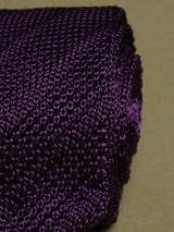 Purple Solid Silk Knitted Necktie - TOSSIDO
