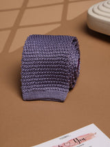 Purple Solid Silk Knitted Necktie - TOSSIDO