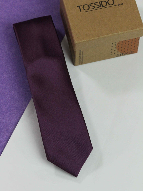 Purple Solid Skinny Necktie - TOSSIDO