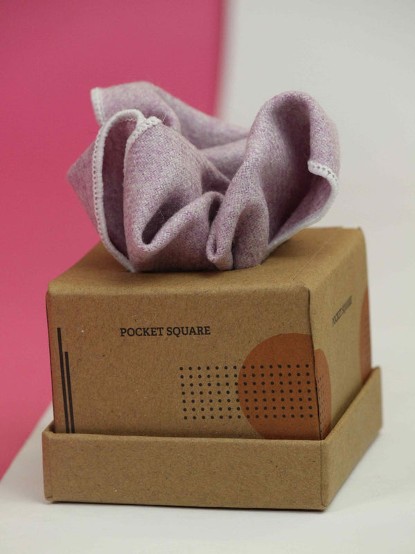 Purple Solid Wool Pocket Square - TOSSIDO