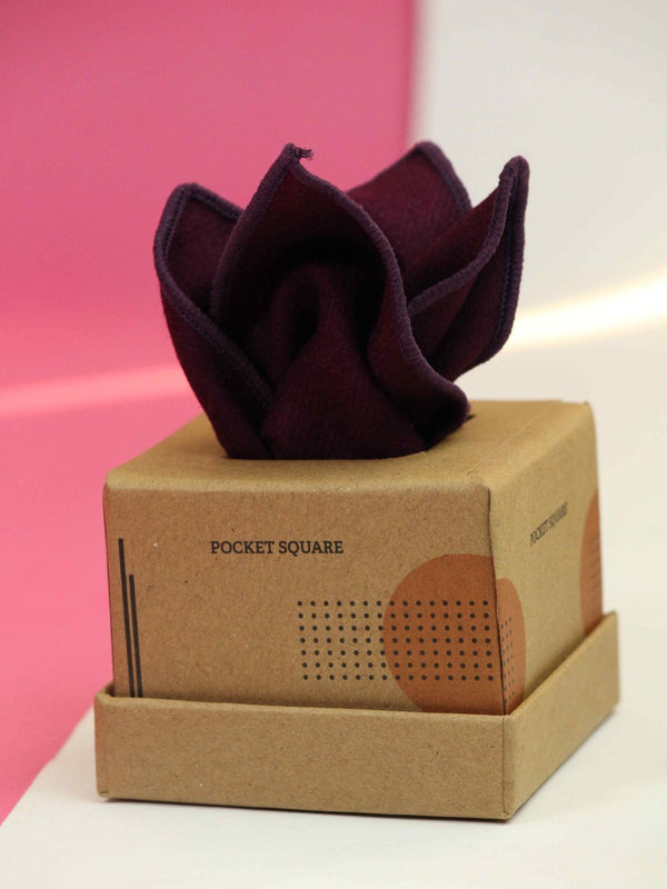 Purple Solid Wool Pocket Square - TOSSIDO