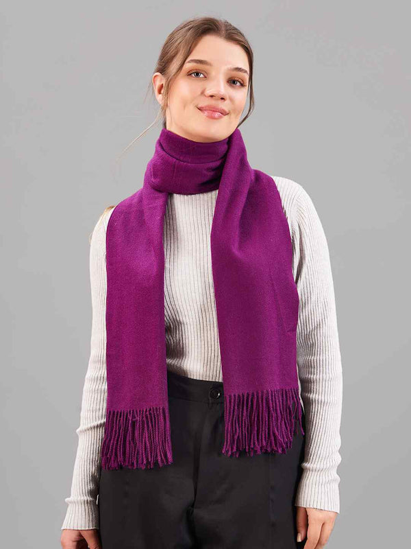 Purple Solid Woolen Muffler - TOSSIDO
