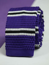 Purple Stripe Knitted Necktie - TOSSIDO