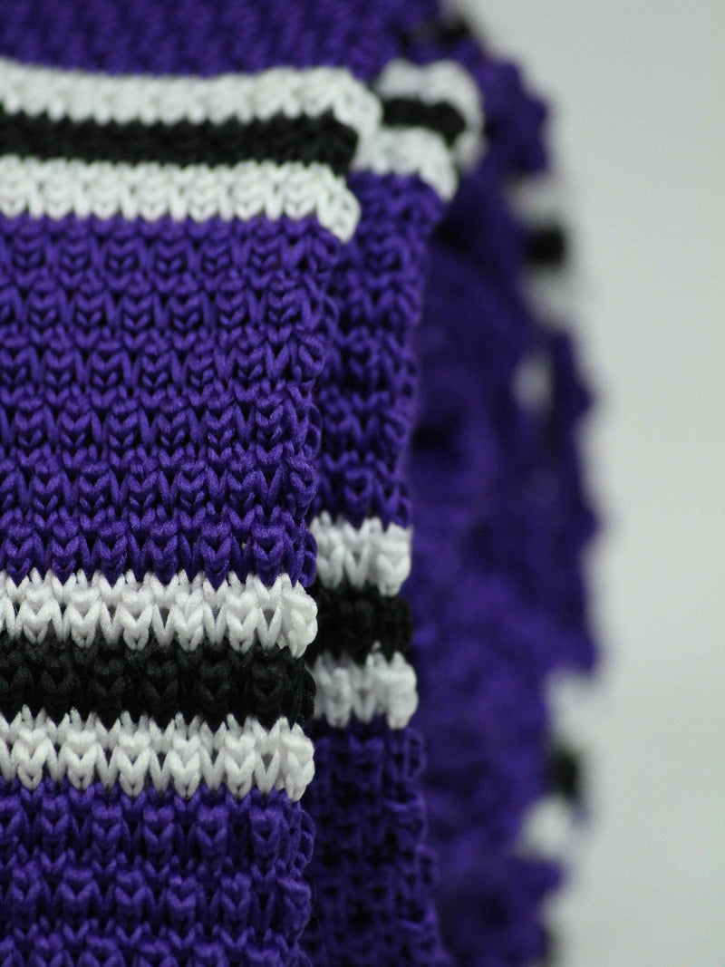 Purple Stripe Knitted Necktie - TOSSIDO
