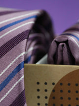 Purple Stripe Necktie & Pocket Square Giftset - TOSSIDO
