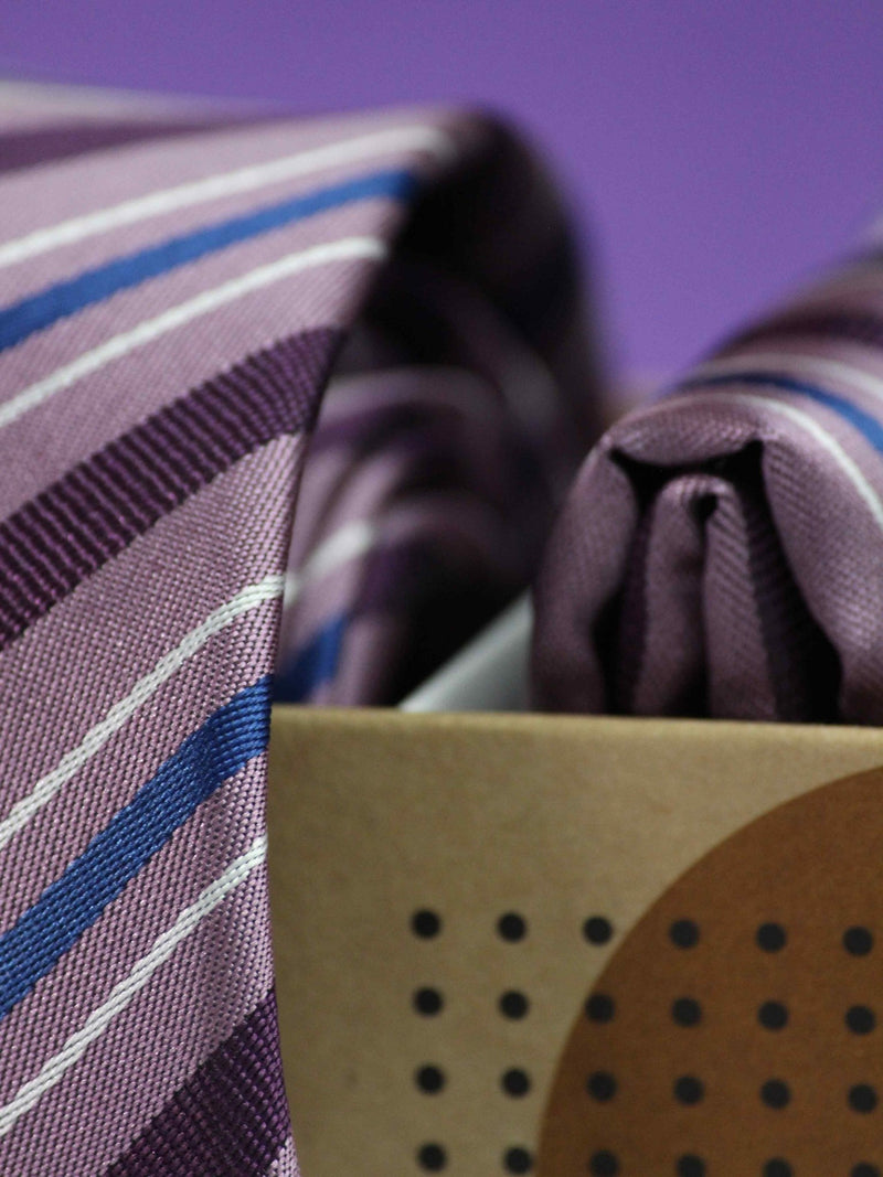 Purple Stripe Necktie & Pocket Square Giftset - TOSSIDO