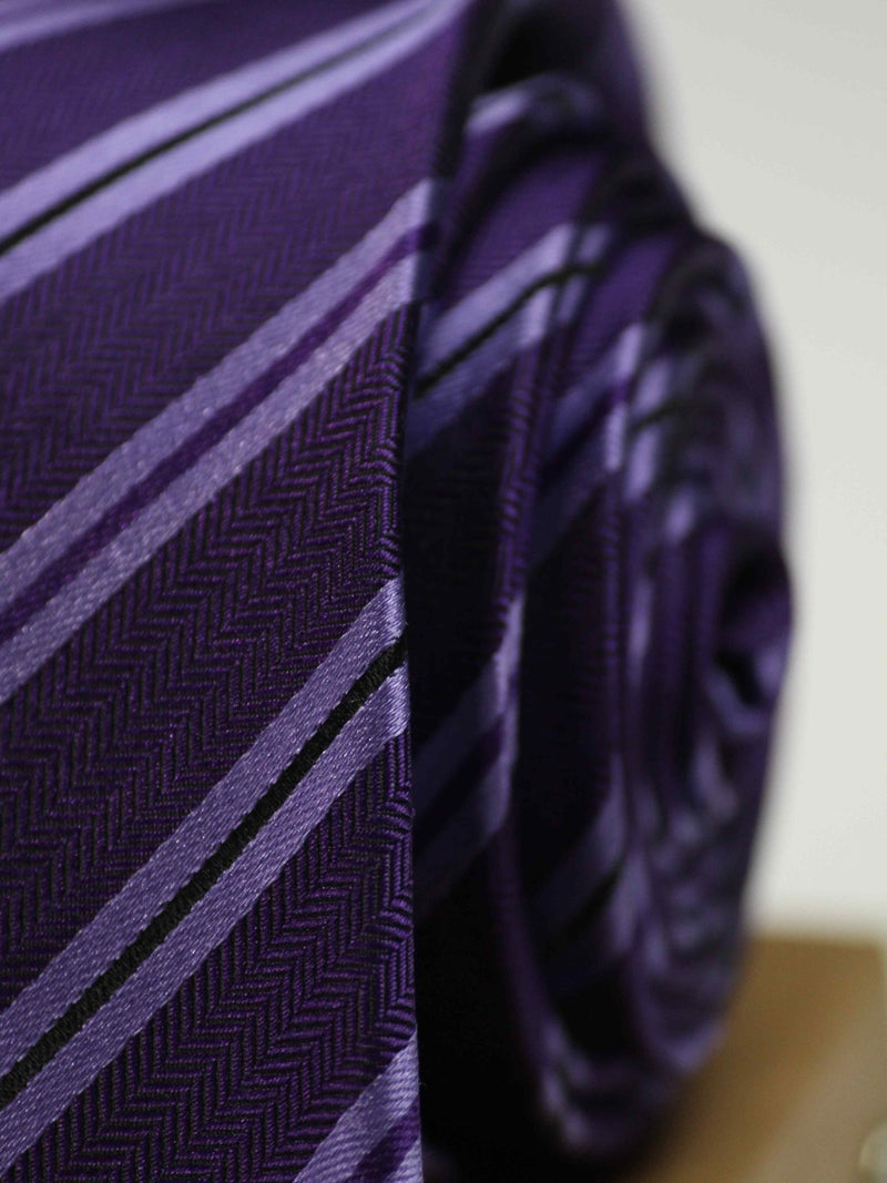 Purple Stripe Silk Necktie - TOSSIDO