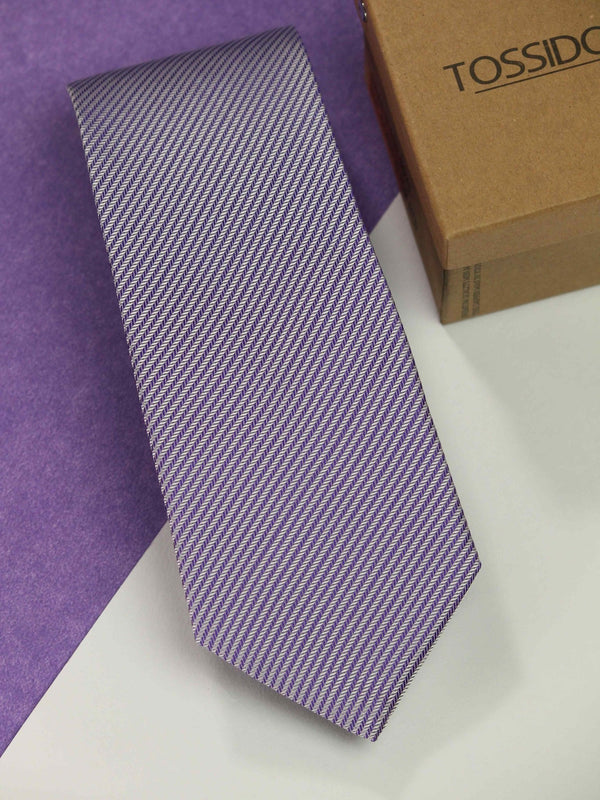 Purple Stripe Silk Necktie - TOSSIDO