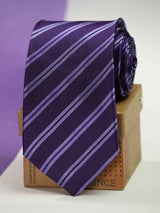 Purple Stripe Silk Necktie - TOSSIDO