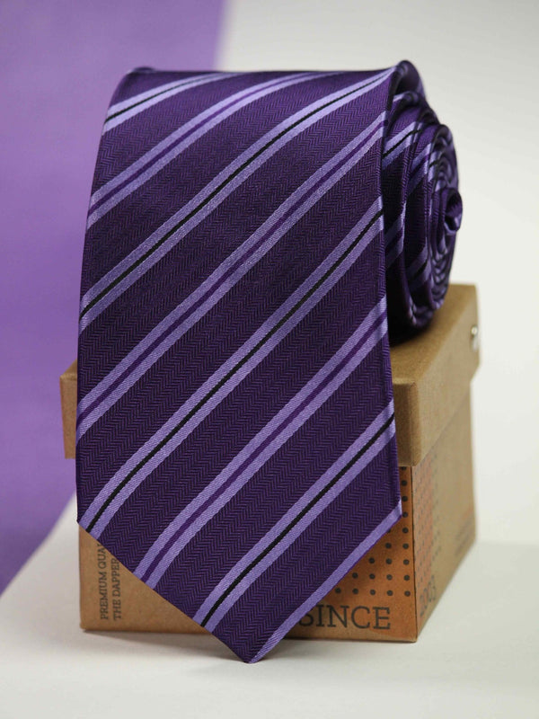 Purple Stripe Silk Necktie - TOSSIDO