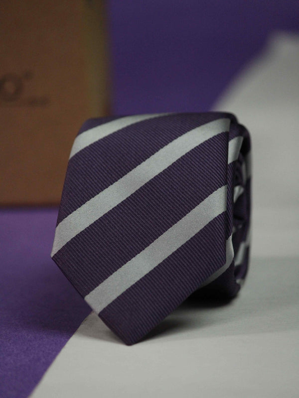 Purple Stripe Skinny Necktie - TOSSIDO