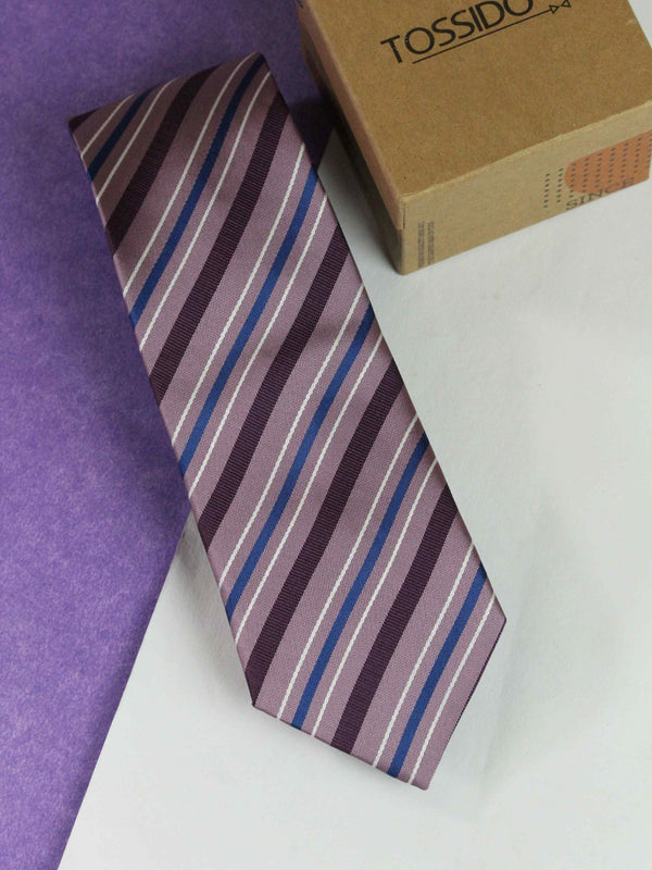 Purple Stripe Woven Necktie - TOSSIDO