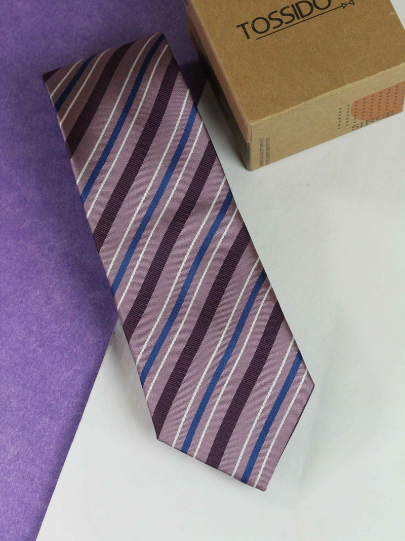 Purple Stripe Woven Necktie - TOSSIDO