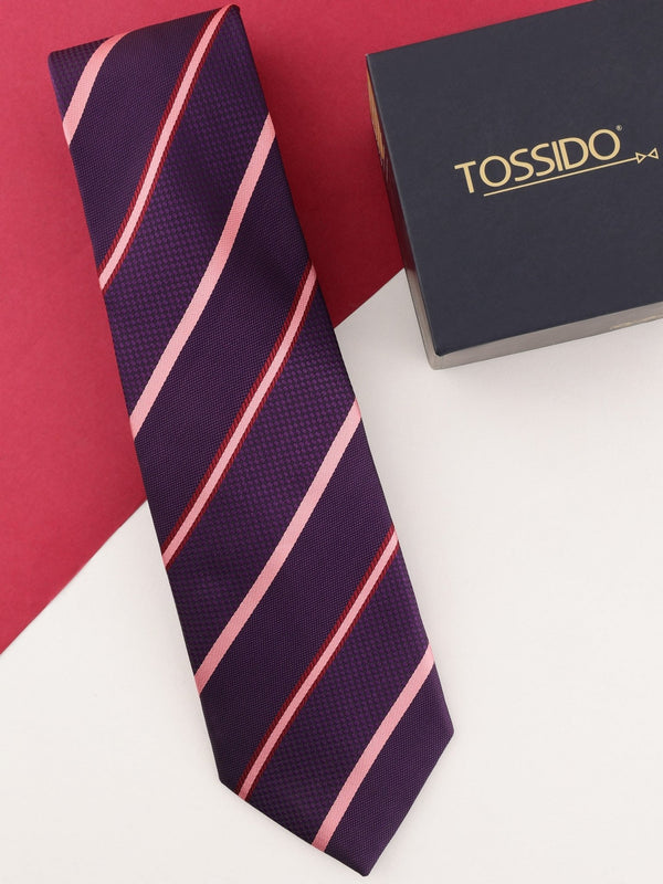 Purple Stripe Woven Necktie - TOSSIDO
