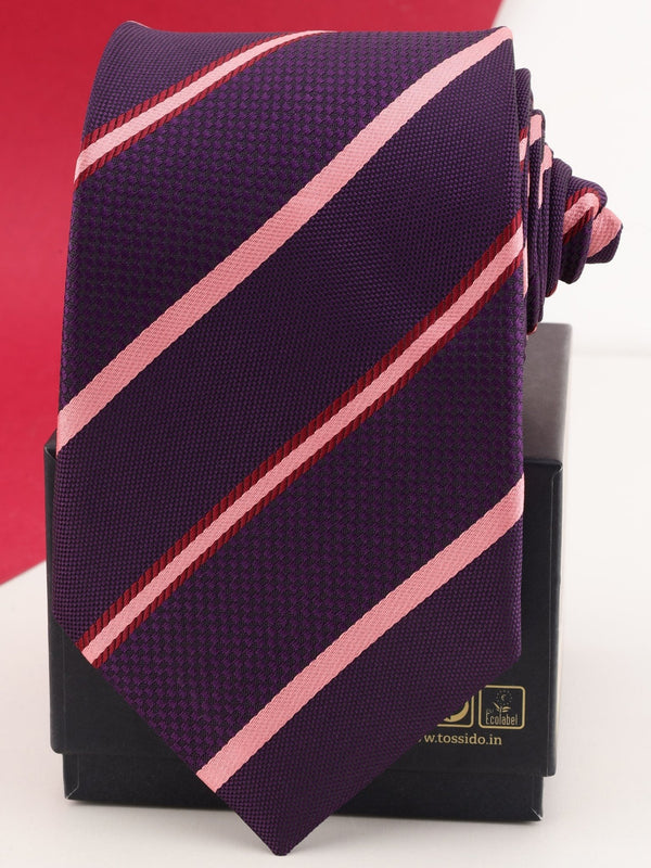 Purple Stripe Woven Necktie - TOSSIDO