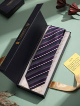 Purple Stripe Woven Necktie - TOSSIDO