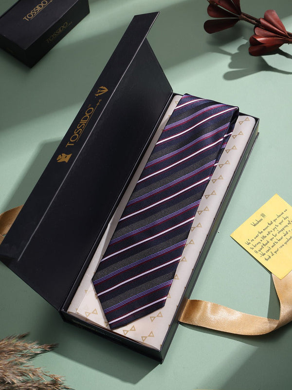 Purple Stripe Woven Necktie - TOSSIDO