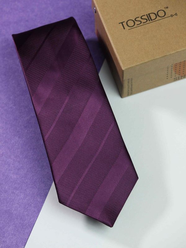 Purple Stripe Woven Necktie - TOSSIDO