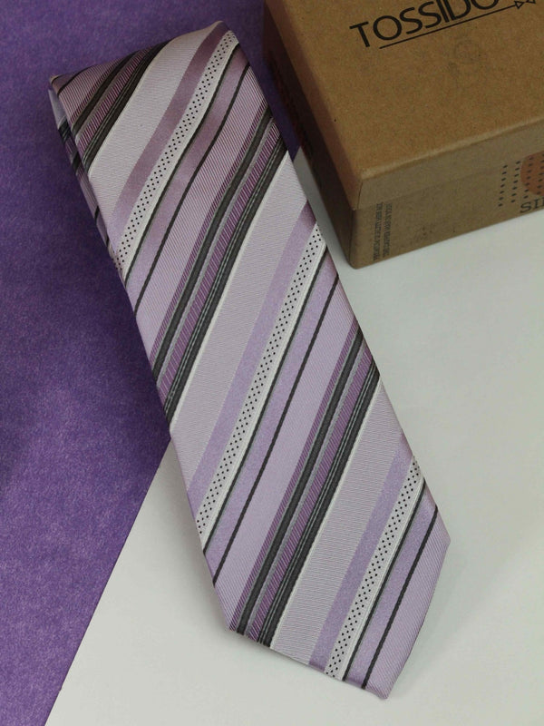 Purple Stripe Woven Silk Necktie - TOSSIDO