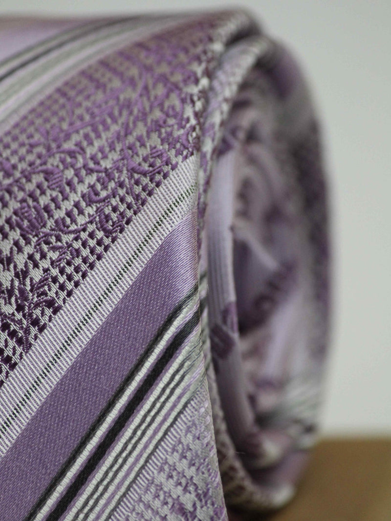 Purple Stripe Woven Silk Necktie - TOSSIDO