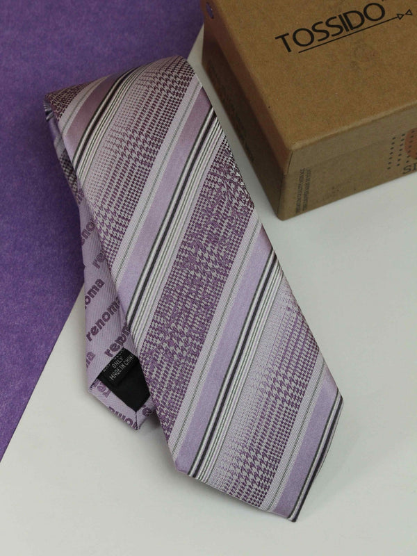 Purple Stripe Woven Silk Necktie - TOSSIDO