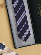 Purple Stripes Woven Silk Necktie - TOSSIDO
