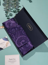 Purple Swirl Paisley Woven Cravat & Pocket Square Set - TOSSIDO