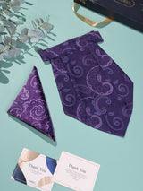 Purple Swirl Paisley Woven Cravat & Pocket Square Set - TOSSIDO