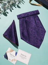 Purple Tonal Paisley Woven Cravat & Pocket Square Set - TOSSIDO