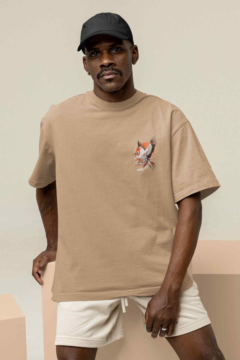 Radiant Reverie: A Crane's Flight through Sunlit Skies Oversized Tee - TOSSIDO
