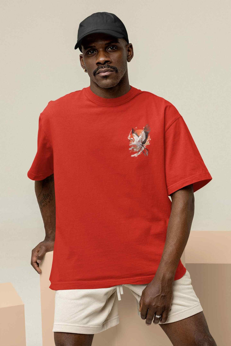 Radiant Reverie: A Crane's Flight through Sunlit Skies Oversized Tee - TOSSIDO