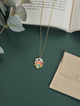 Rainbow Monstera Leaf Pendant Necklace