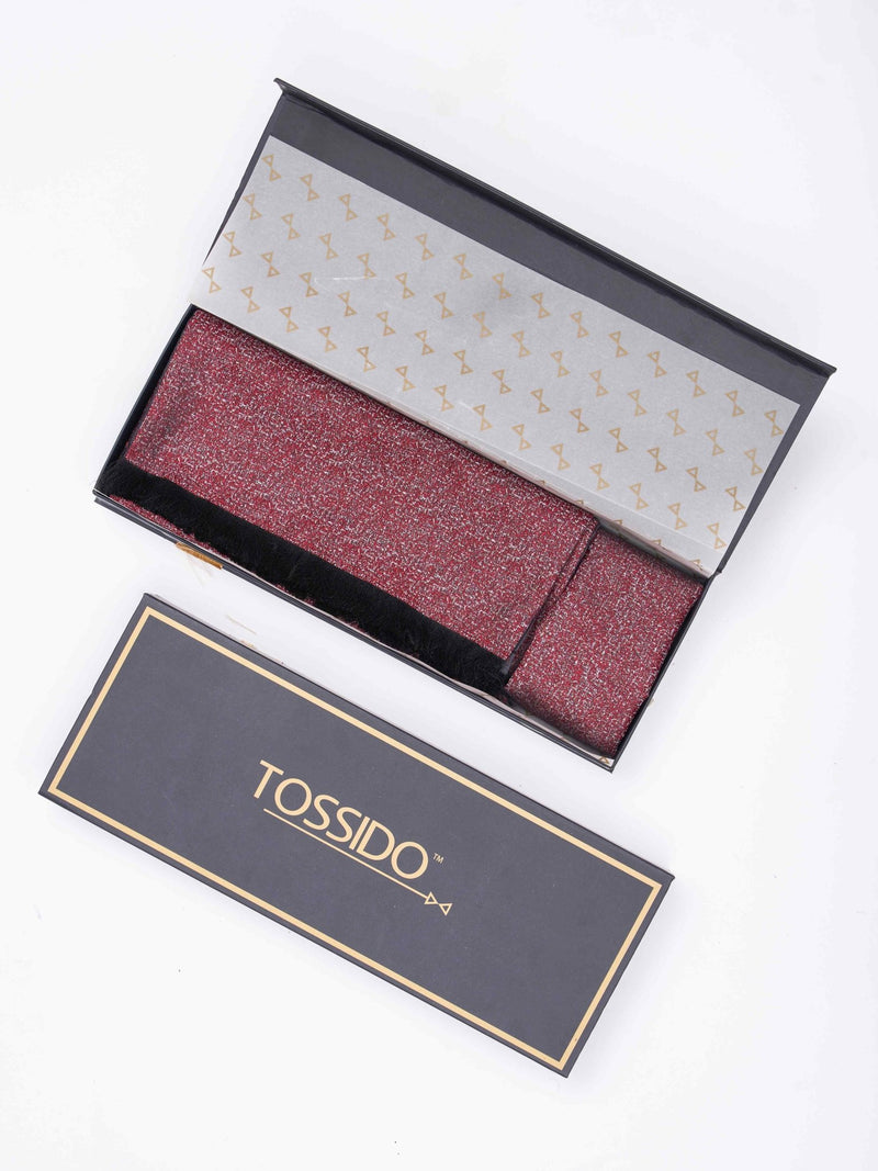 Red Abstract Reversible Stole & Pocket Square Set - TOSSIDO