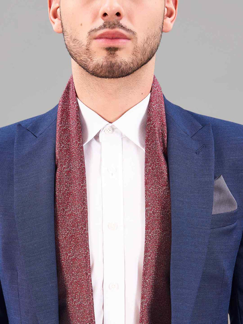 Red Abstract Reversible Stole & Pocket Square Set - TOSSIDO