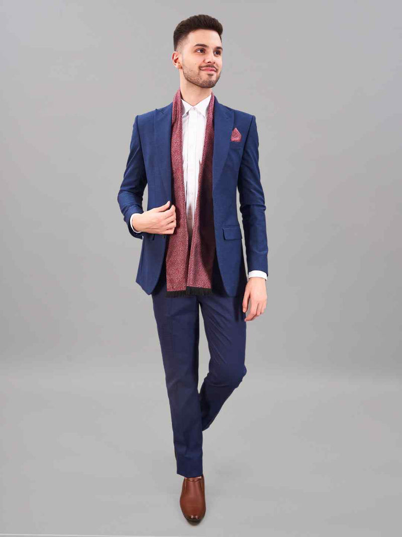 Red Abstract Reversible Stole & Pocket Square Set - TOSSIDO