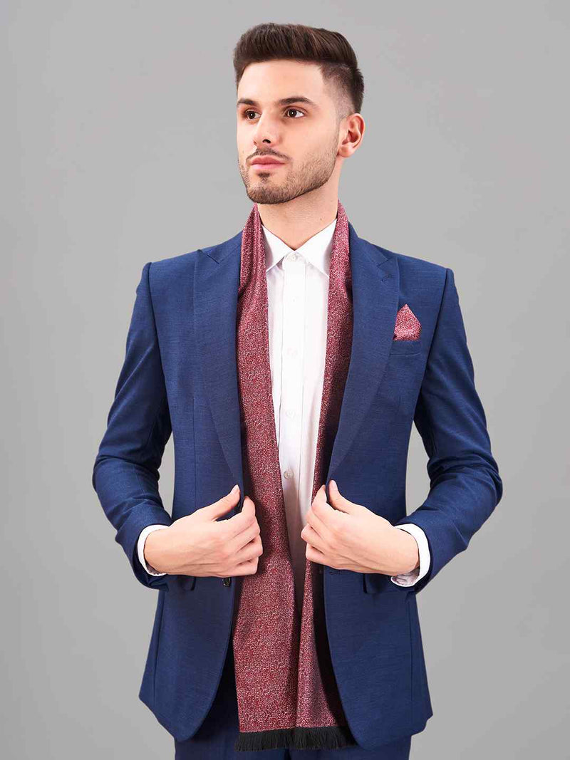 Red Abstract Reversible Stole & Pocket Square Set - TOSSIDO