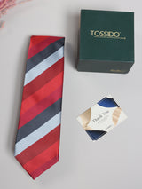 Red & Grey Stripe Necktie