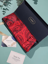 Red & Black Paisley Woven Cravat & Pocket Square Set - TOSSIDO