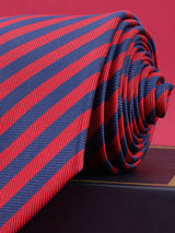 Red & Blue Striped Broad Necktie - TOSSIDO
