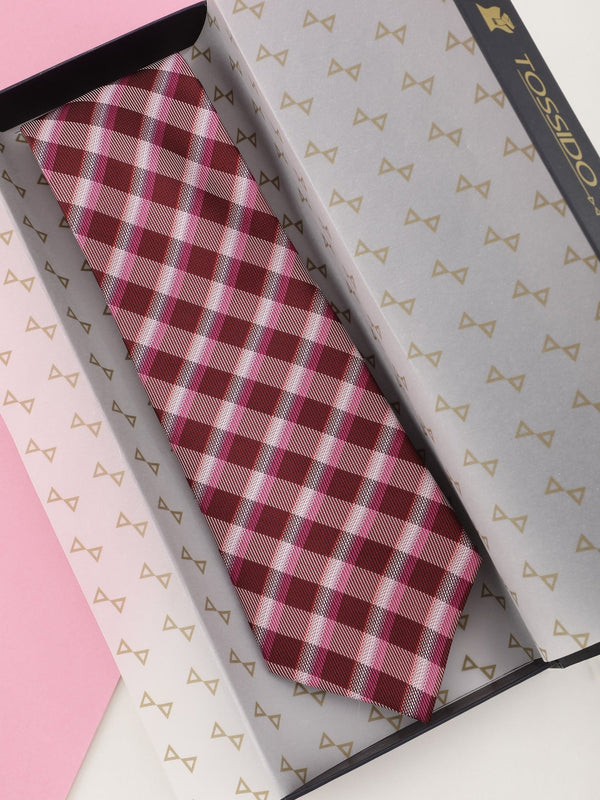 Red Check Broad Necktie - TOSSIDO