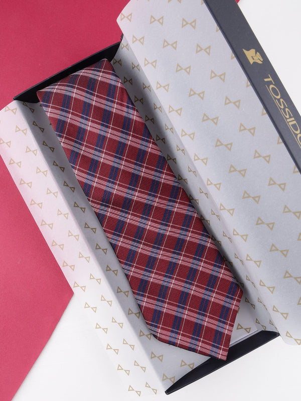 Red Check Broad Necktie - TOSSIDO