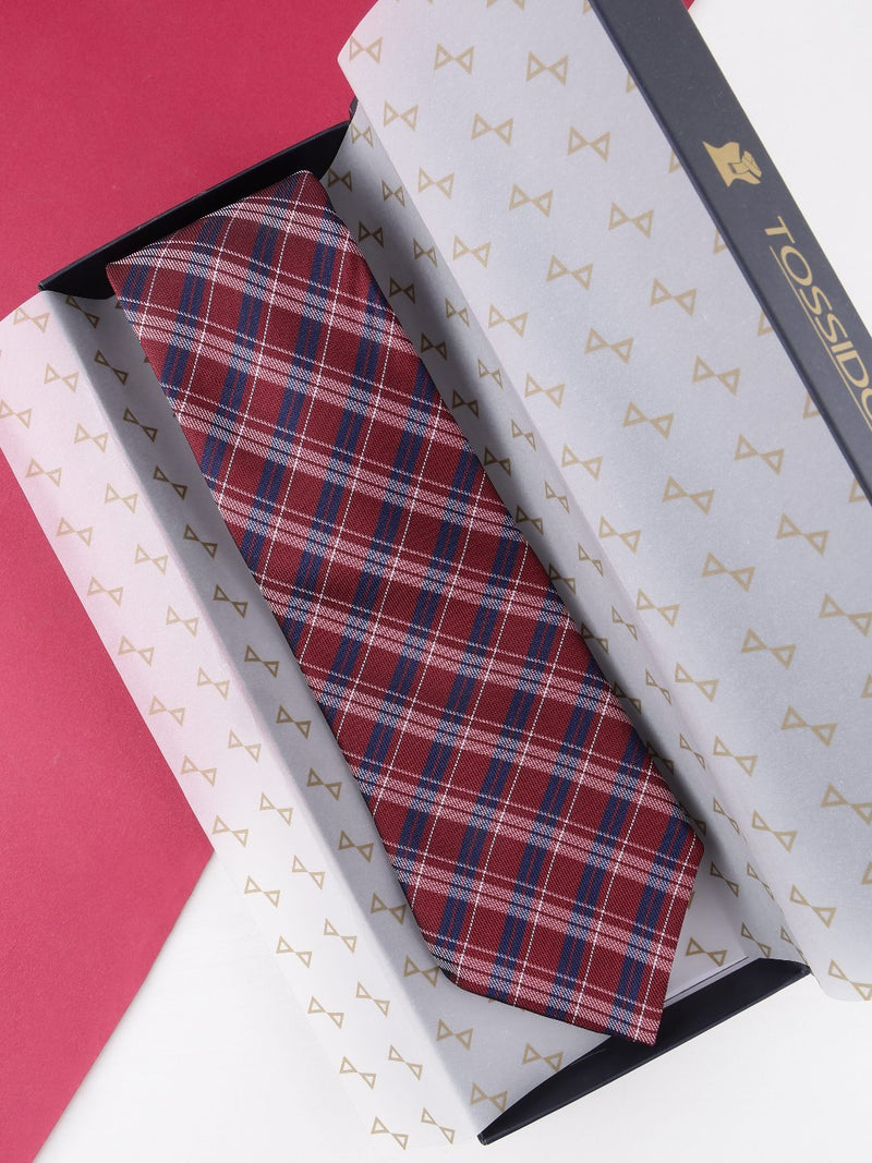 Red Check Broad Necktie - TOSSIDO