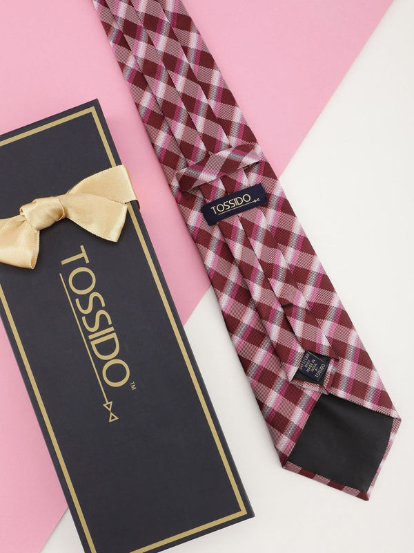 Red Check Broad Necktie - TOSSIDO