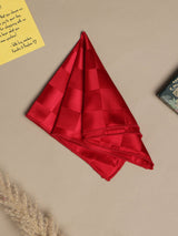 Red Checks Jacquard Pocket Square - TOSSIDO